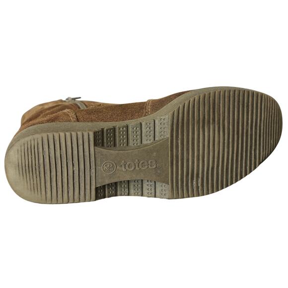 Women's Quilted Brown Suede Totes Zip Up Boots - Sz 8 - Picture 3 of 11